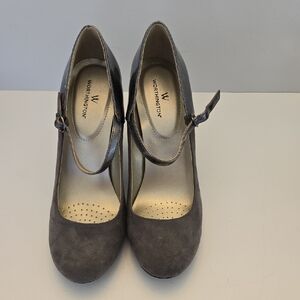 Worthington Charcoal Mary Jane Heels Size 7 1/2, 4 Inch Heel